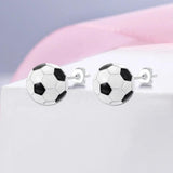 Football Soccer Ball Silver Stud Earrings for Women Girls