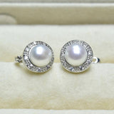 925 Silver Vintage Style Pearl Diamond Stud Earrings