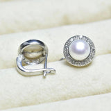 925 Silver Vintage Style Pearl Diamond Stud Earrings
