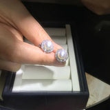 925 Silver Vintage Style Pearl Diamond Stud Earrings