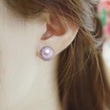 925 Silver Vintage Style Pearl Diamond Stud Earrings