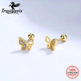 TrustDavis Butterfly CZ Stud Earrings Wedding Jewelry