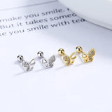 TrustDavis Butterfly CZ Stud Earrings Wedding Jewelry