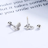 TrustDavis Butterfly CZ Stud Earrings Wedding Jewelry
