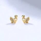 TrustDavis Butterfly CZ Stud Earrings Wedding Jewelry