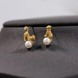 Asymmetric Cat Pearl Earrings for Women