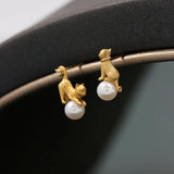 Asymmetric Cat Pearl Earrings for Women