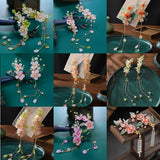 Chinese Vintage Hair Clips Flower Tassel Barrettes Antique Wedding Jewelry