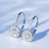 Zircon Round Crystal Hoop Earrings 925 Silver Women Wedding Jewelry Jkljf