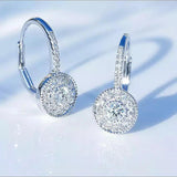 Zircon Round Crystal Hoop Earrings 925 Silver Women Wedding Jewelry Jkljf