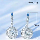 Zircon Round Crystal Hoop Earrings 925 Silver Women Wedding Jewelry Jkljf