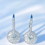Zircon Round Crystal Hoop Earrings 925 Silver Women Wedding Jewelry Jkljf