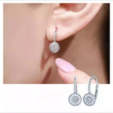 Zircon Round Crystal Hoop Earrings 925 Silver Women Wedding Jewelry Jkljf
