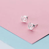 Circle Spiral Earrings Studs 925 Sterling Silver Women Fine Jewelry Minimalist