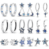 Sterling Silver Star Earrings Zircon Ear Studs Wedding Jewelry Gift