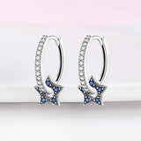 Sterling Silver Star Earrings Zircon Ear Studs Wedding Jewelry Gift