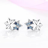 Sterling Silver Star Earrings Zircon Ear Studs Wedding Jewelry Gift