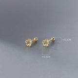 925 Silver Star Screw Stud Earrings Hollow Thread Mini Jewelry