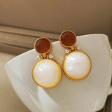 Vintage Resin Drop Earrings 925 Silver Needle Women Girl Party Accessories