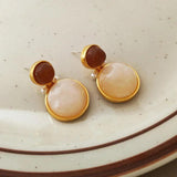 Vintage Resin Drop Earrings 925 Silver Needle Women Girl Party Accessories