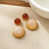 Vintage Resin Drop Earrings 925 Silver Needle Women Girl Party Accessories