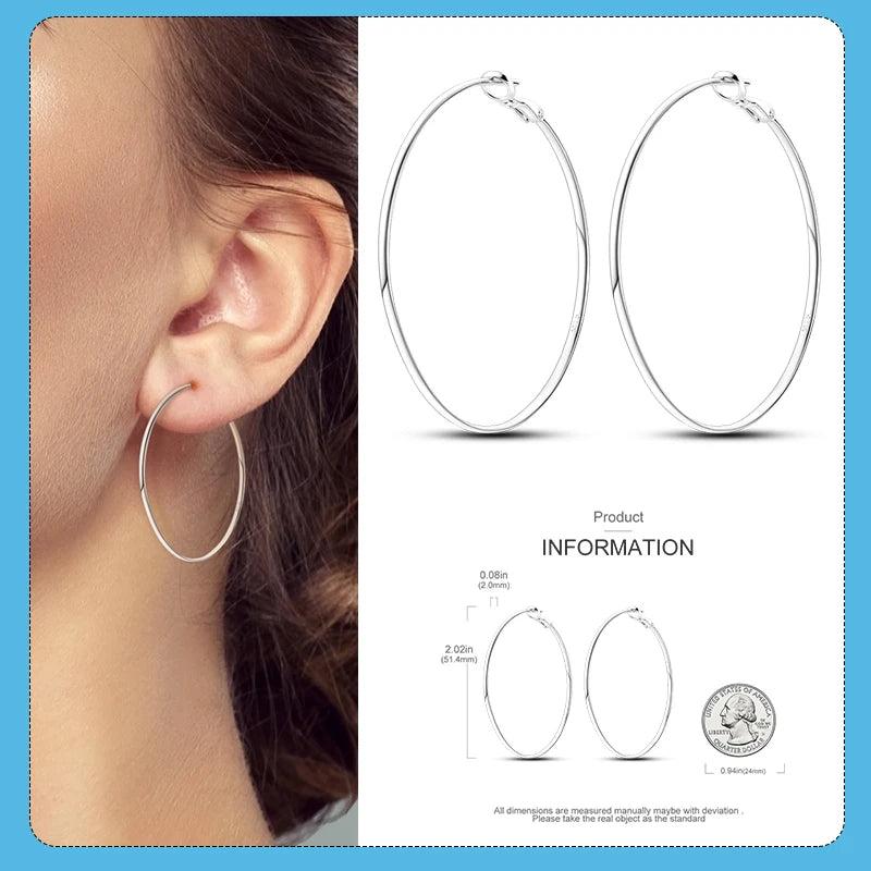 925 Silver Double Hoop Earrings Sparkling Pave Stud Earring