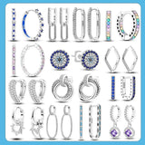 925 Silver Double Hoop Earrings Sparkling Pave Stud Earring