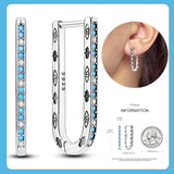 925 Silver Double Hoop Earrings Sparkling Pave Stud Earring