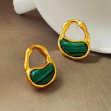 Vintage Green Irregular Earrings 925 Silver