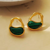 Vintage Green Irregular Earrings 925 Silver