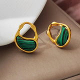 Vintage Green Irregular Earrings 925 Silver