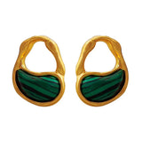 Vintage Green Irregular Earrings 925 Silver
