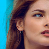 925 Silver Sparkle U-shaped CZ Hoop Earrings
