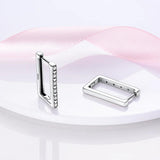 925 Silver Sparkle U-shaped CZ Hoop Earrings