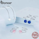 925 Silver Zircon Drop Tassel Earrings