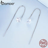 925 Silver Zircon Drop Tassel Earrings