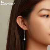 925 Silver Zircon Drop Tassel Earrings