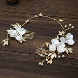 Flower Pearl Hair Comb Bride Hairband Hairpin Girls Tiara Wedding Hair Accessory