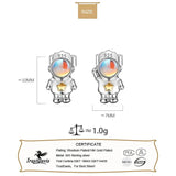 TrustDavis 925 Silver Astronaut Moonstone Earrings For Daughter Birthday Gift