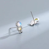 TrustDavis 925 Silver Astronaut Moonstone Earrings For Daughter Birthday Gift
