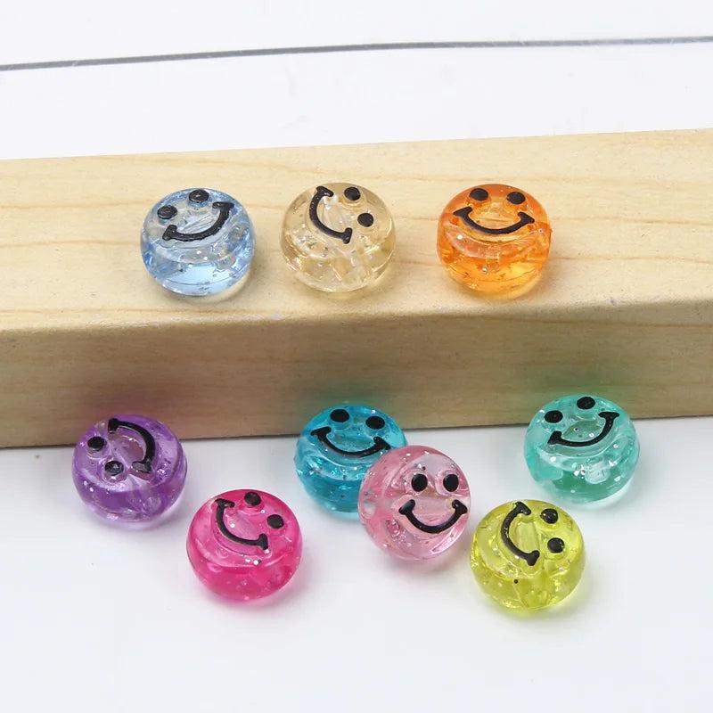 50Pcs Multicolor Acrylic Smiling Irregular Beads For DIY Bracelet