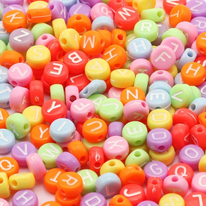 100pcs 4x7mm Candy Colored Alphabet Beads for DIY Jewelry Making