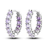 925 Silver Purple U Shape Earrings for Women Wedding Engagement