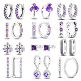 925 Silver Purple U Shape Earrings for Women Wedding Engagement