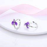 925 Silver Purple U Shape Earrings for Women Wedding Engagement