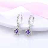 925 Silver Purple U Shape Earrings for Women Wedding Engagement