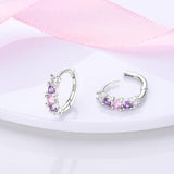 925 Silver Purple U Shape Earrings for Women Wedding Engagement