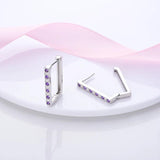 925 Silver Purple U Shape Earrings for Women Wedding Engagement