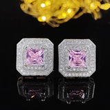 Pink AAAAA Zircon Stud Earring Tibetan silver Wedding Earrings for Women