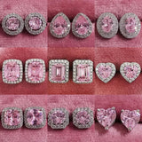 Pink AAAAA Zircon Stud Earring Tibetan silver Wedding Earrings for Women